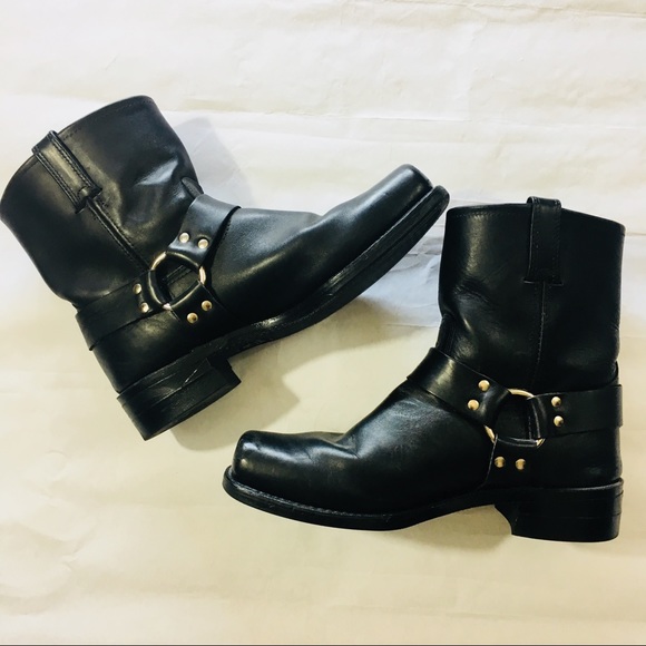 Frye Men’s Leather Motorcycle Boots Buckle 13 M - Picture 2 of 8